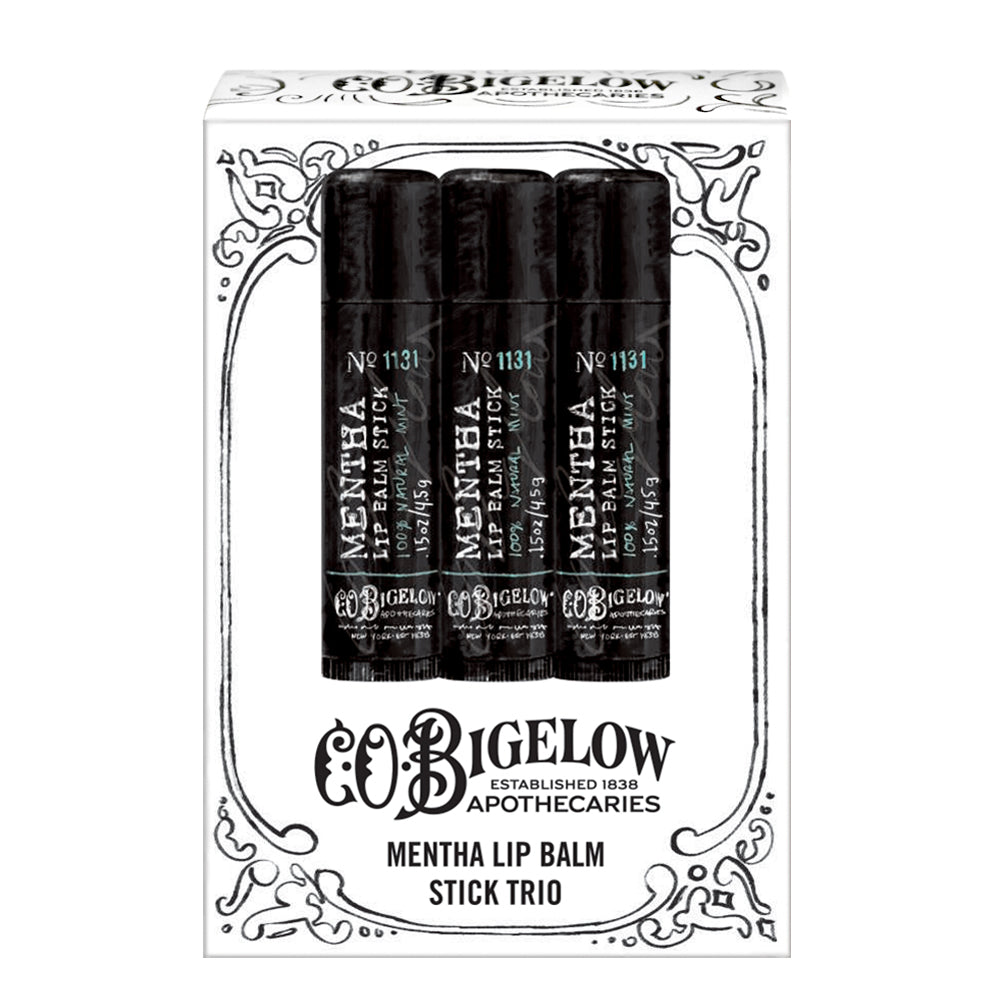 C.O. Bigelow Mentha Lip Balm Stick Trio, Moisturizing Lip Balm with Shea Butter And Natural Peppermint Oil, 3 Pack, 0.15 C.O. Bigelow Mentha Lip Balm Stick Trio, Moisturizing Lip Balm with Shea Butter And Natural Peppermint Oil, 3 Pack, 0.15
