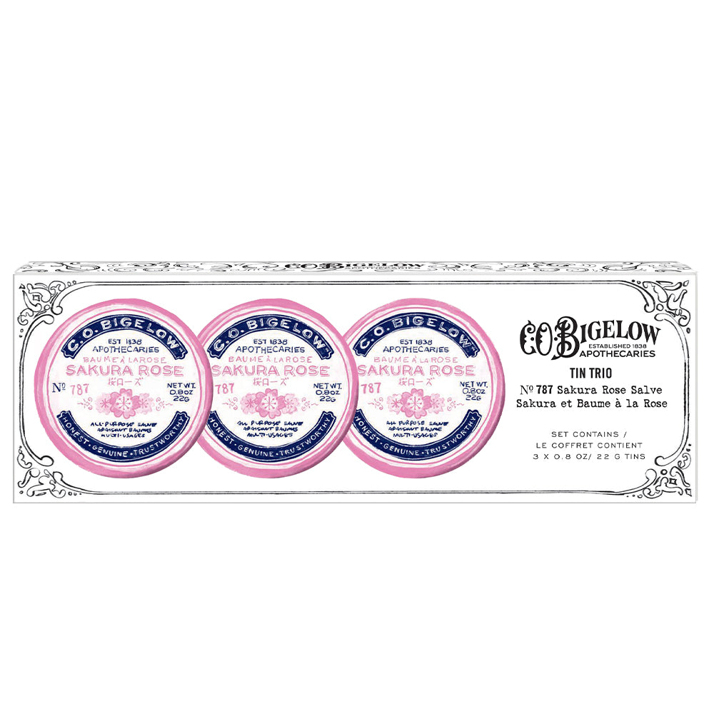 c.o bigelow sakura rose lip tin C.O. - Assorted Trio Box - Rose, Lavender, May be used on lips Sakura Rose All-Purpose Salve Tin
