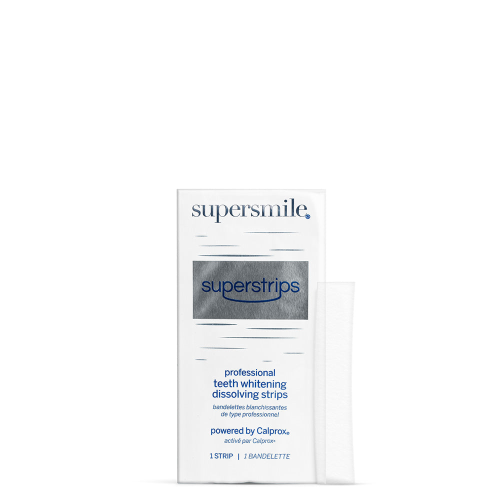 Supersmile superstrips packaging on a white background