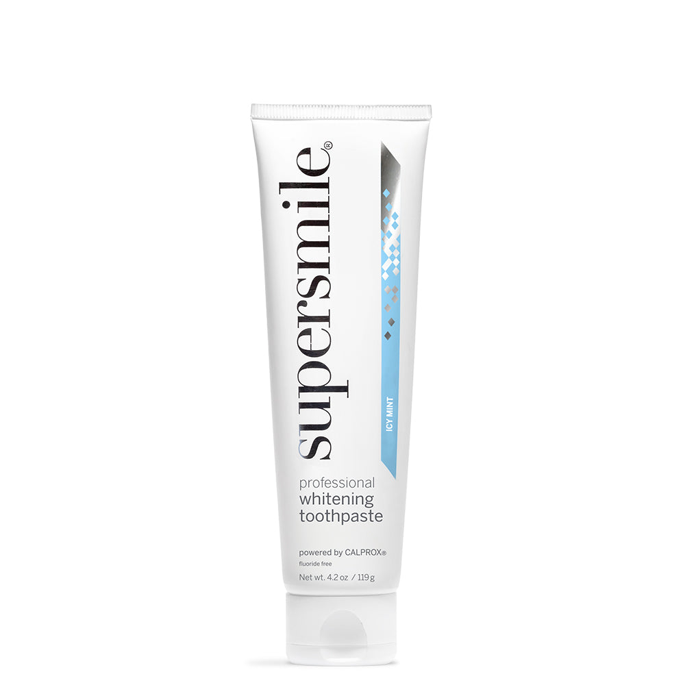 Supersmile professional whitening toothpaste tube on a white background