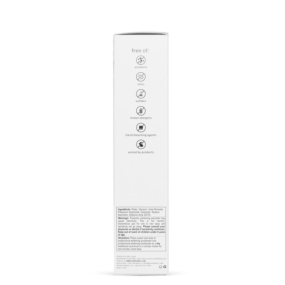 White product packaging with black text and icons on a white background