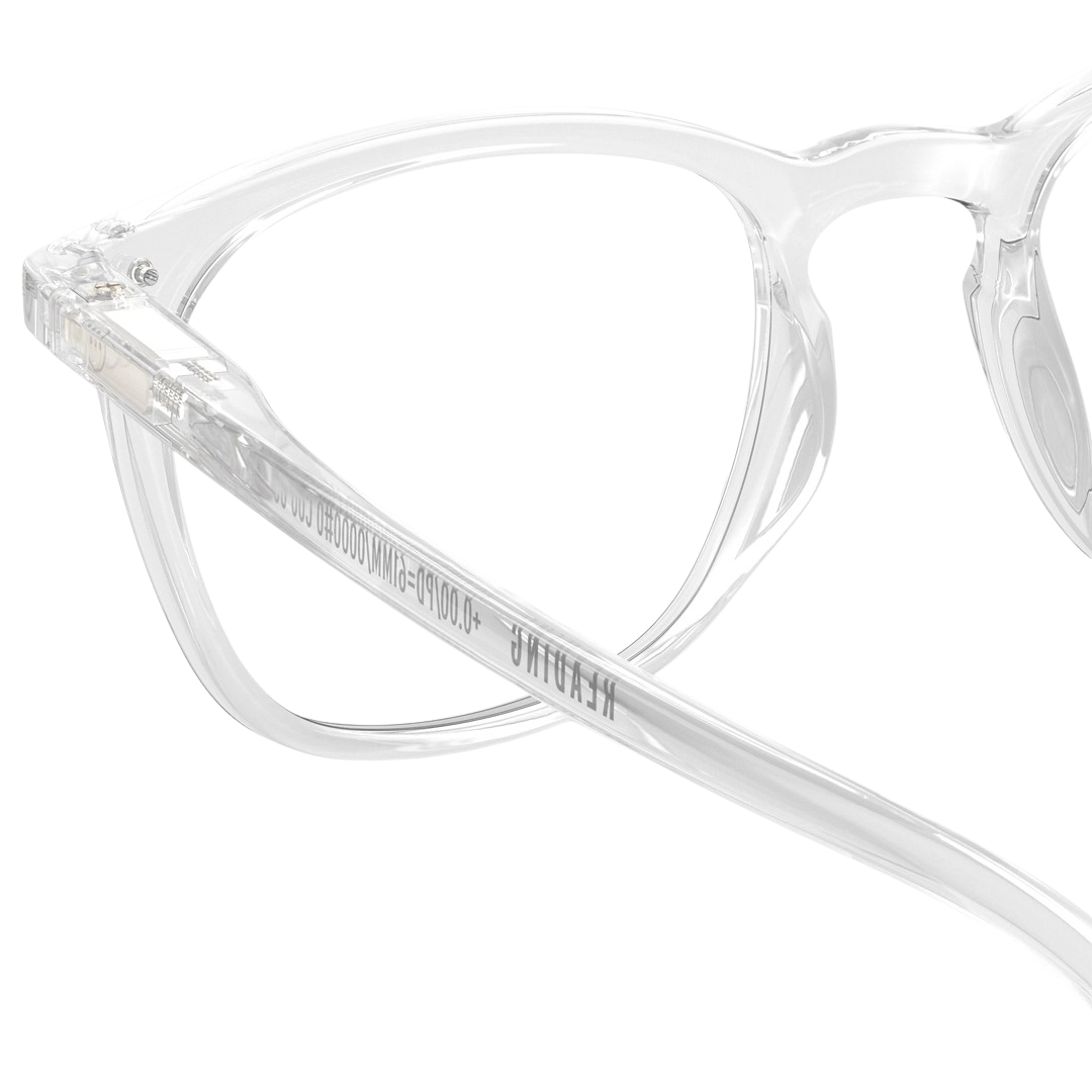 Clear eyeglasses on a white background