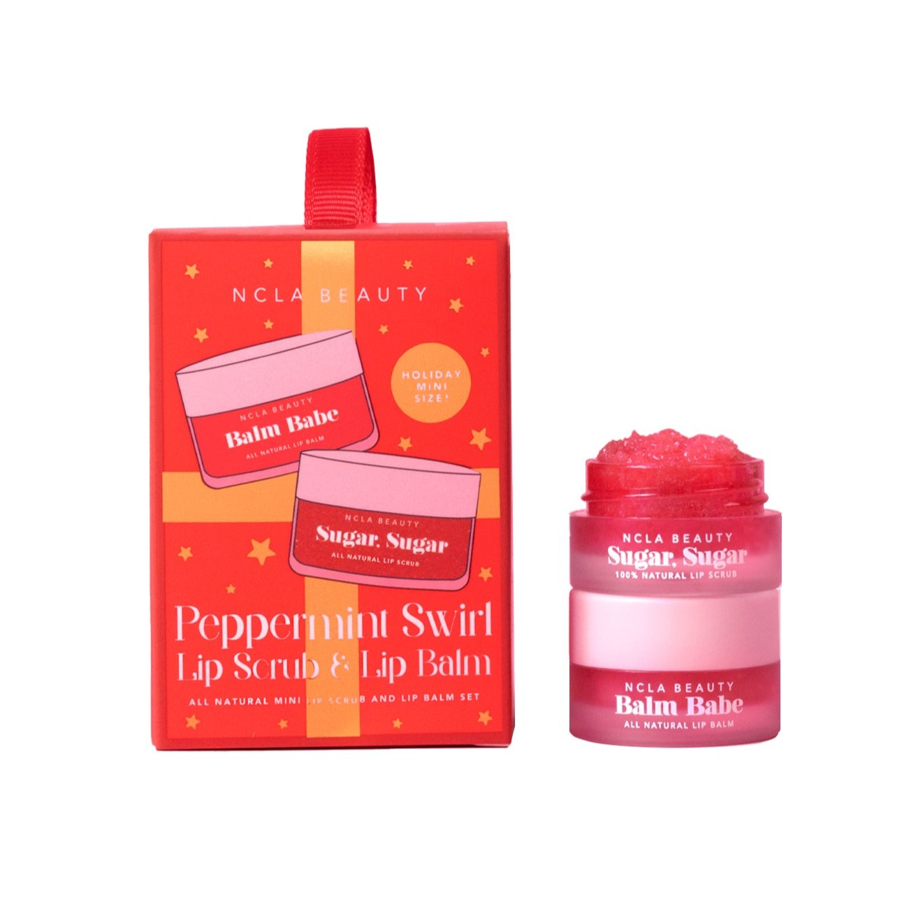 Peppermint Swirl Lip Scrub & Lip Balm Ornament Set