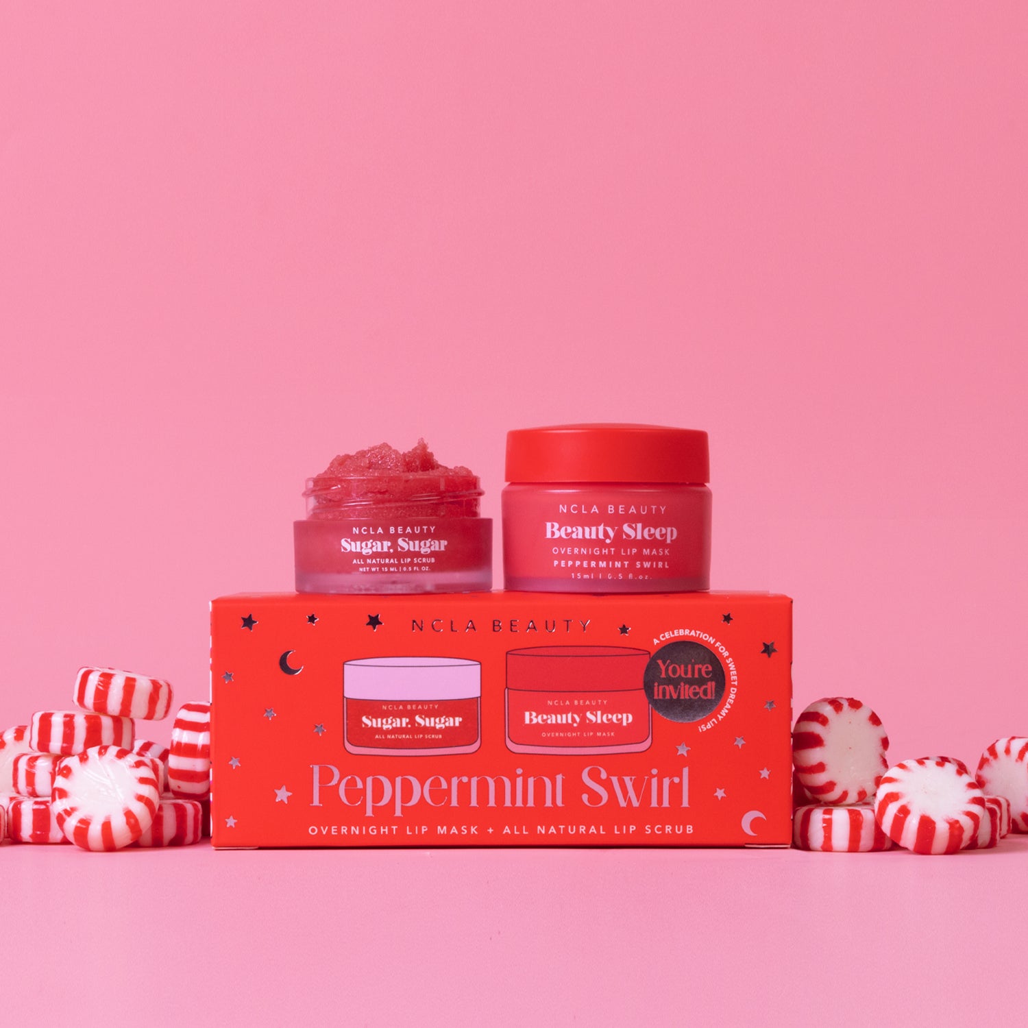 Slumber Party Lip Scrub + Lip Mask Set - Peppermint Swirl