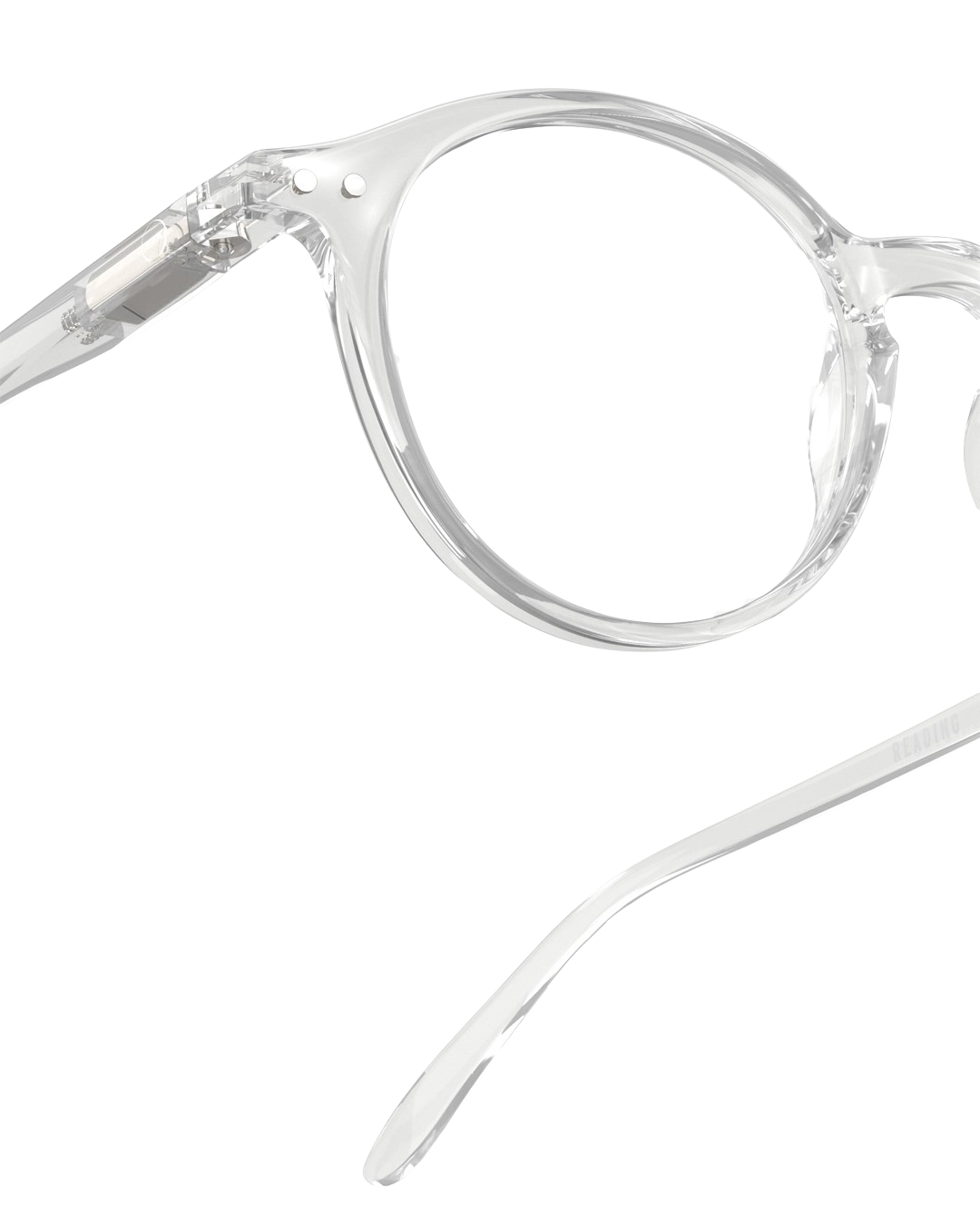 Clear eyeglasses on a white background