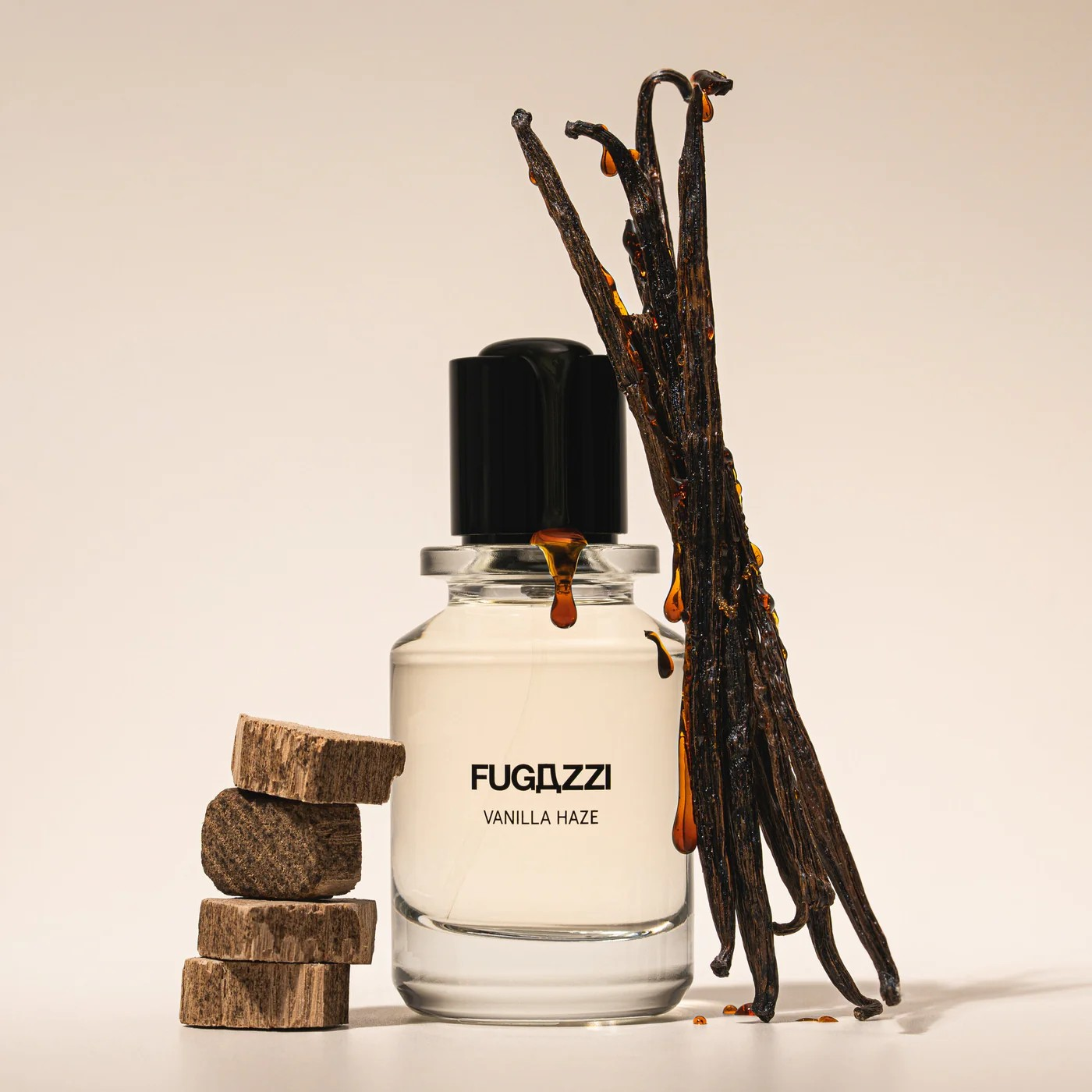 Fugazzi bottle with vanilla beans and wood chips