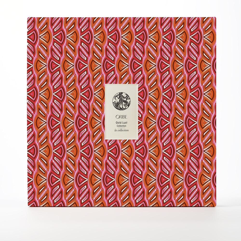 Gift box packaging with red and orange pattern designed by Thandiwe Muriu 