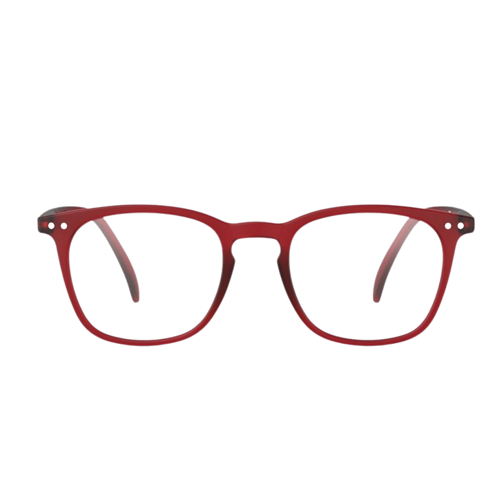 Red eyeglasses on a white background