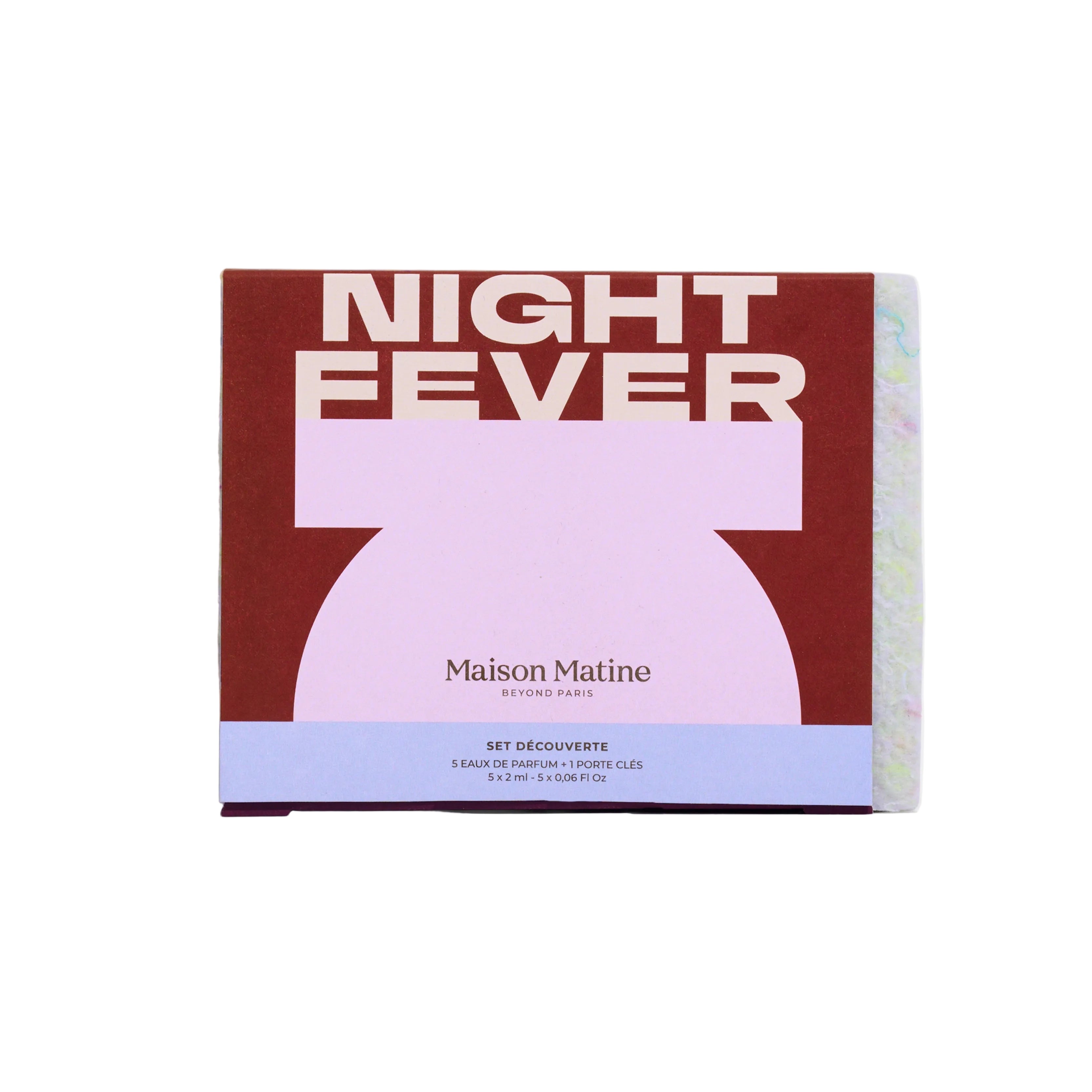Product packaging for 'Night Fever' by Maison Matine on a light gray background