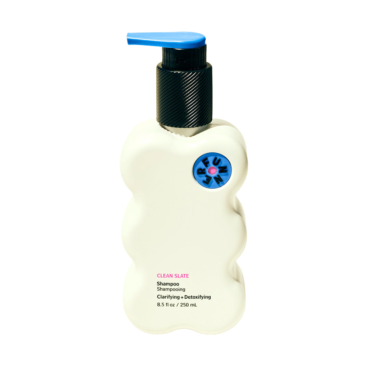 Shampoo bottle with pump on a white background