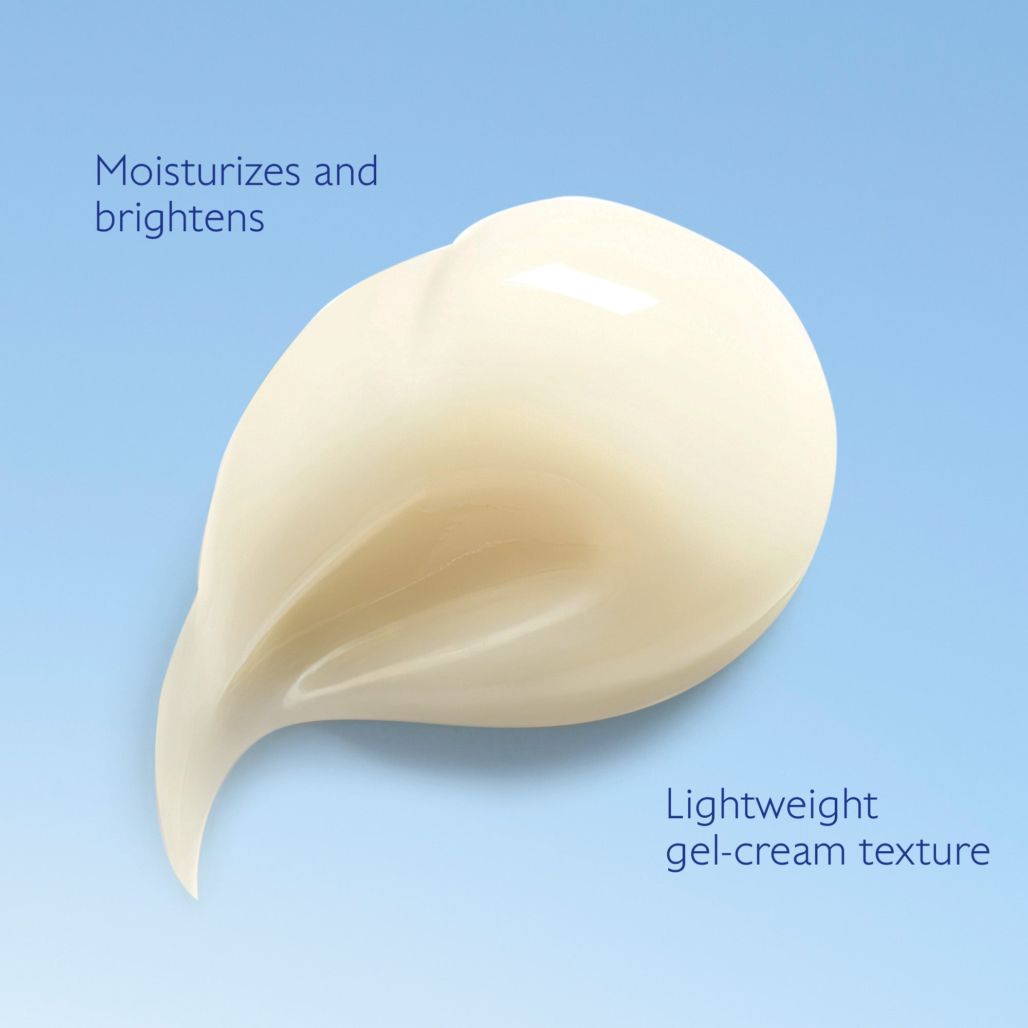 Lightweight gel-cream texture on a blue background