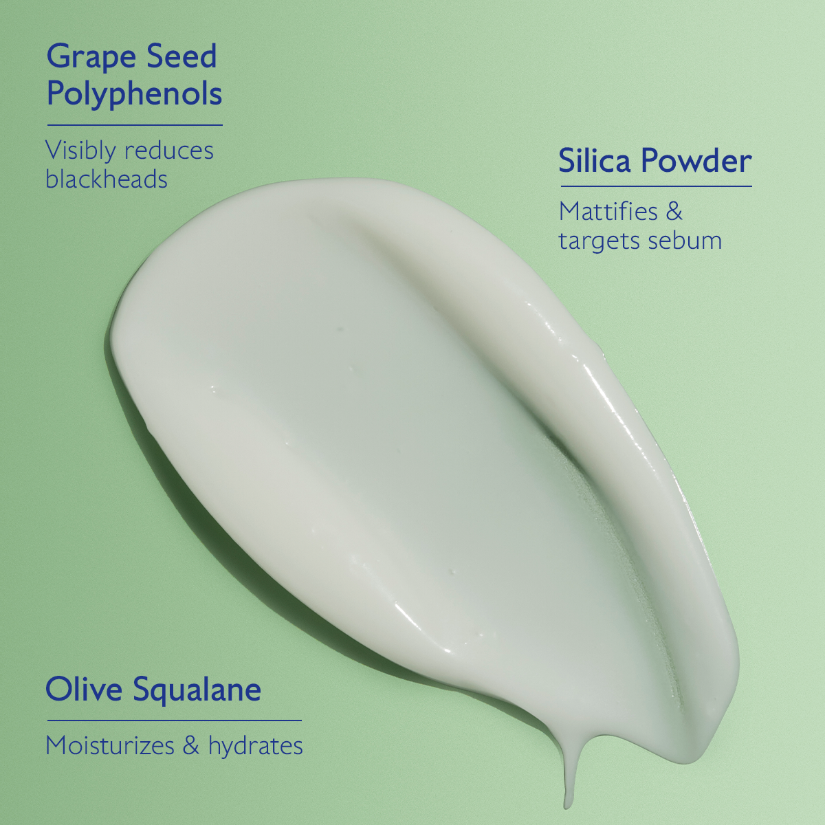White cream smear with text on a green background