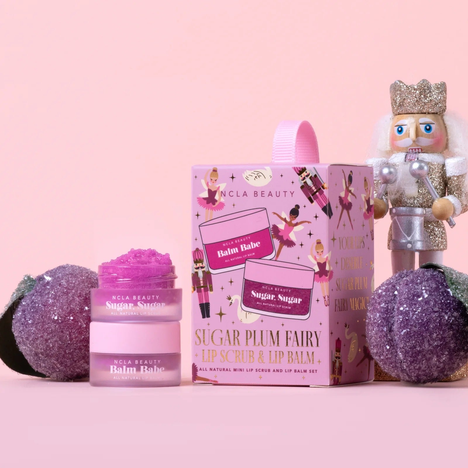 Sugar Plum Fairy Lip Scrub + Lip Balm Ornament Set