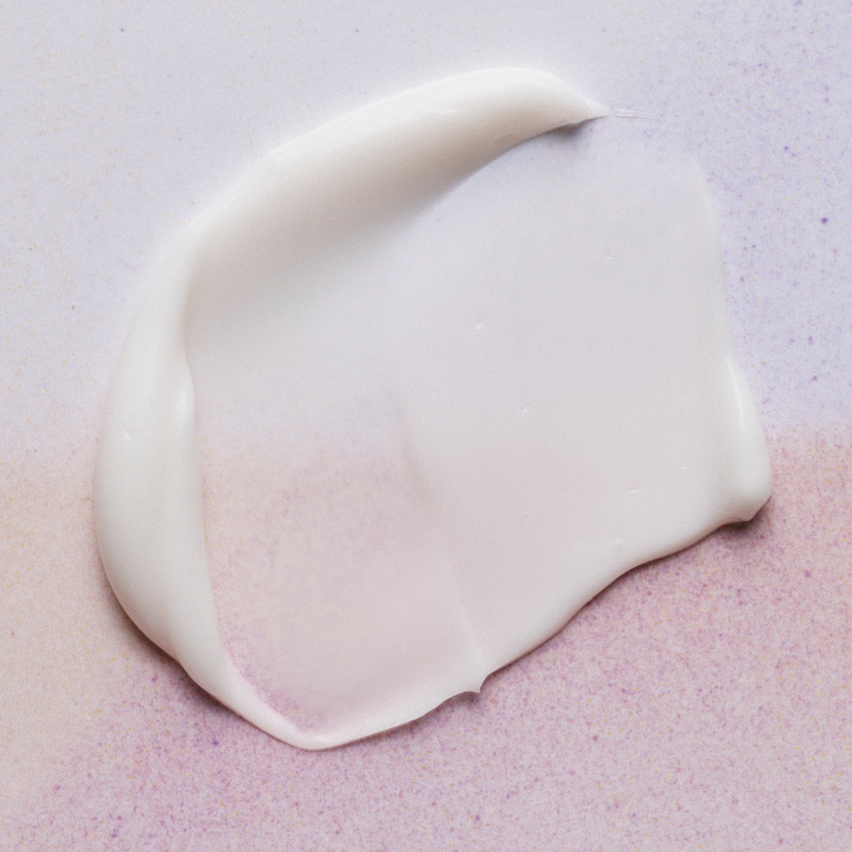 White product swatch on a pink and gray background