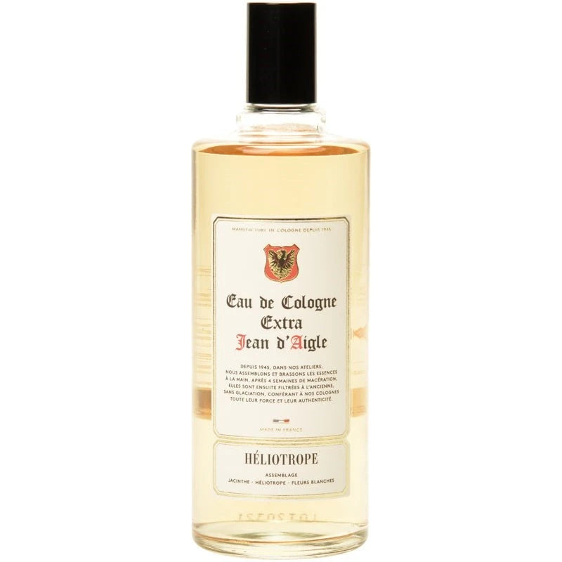 Bottle of Eau de Cologne Extra Jean d'Aigle on a white background