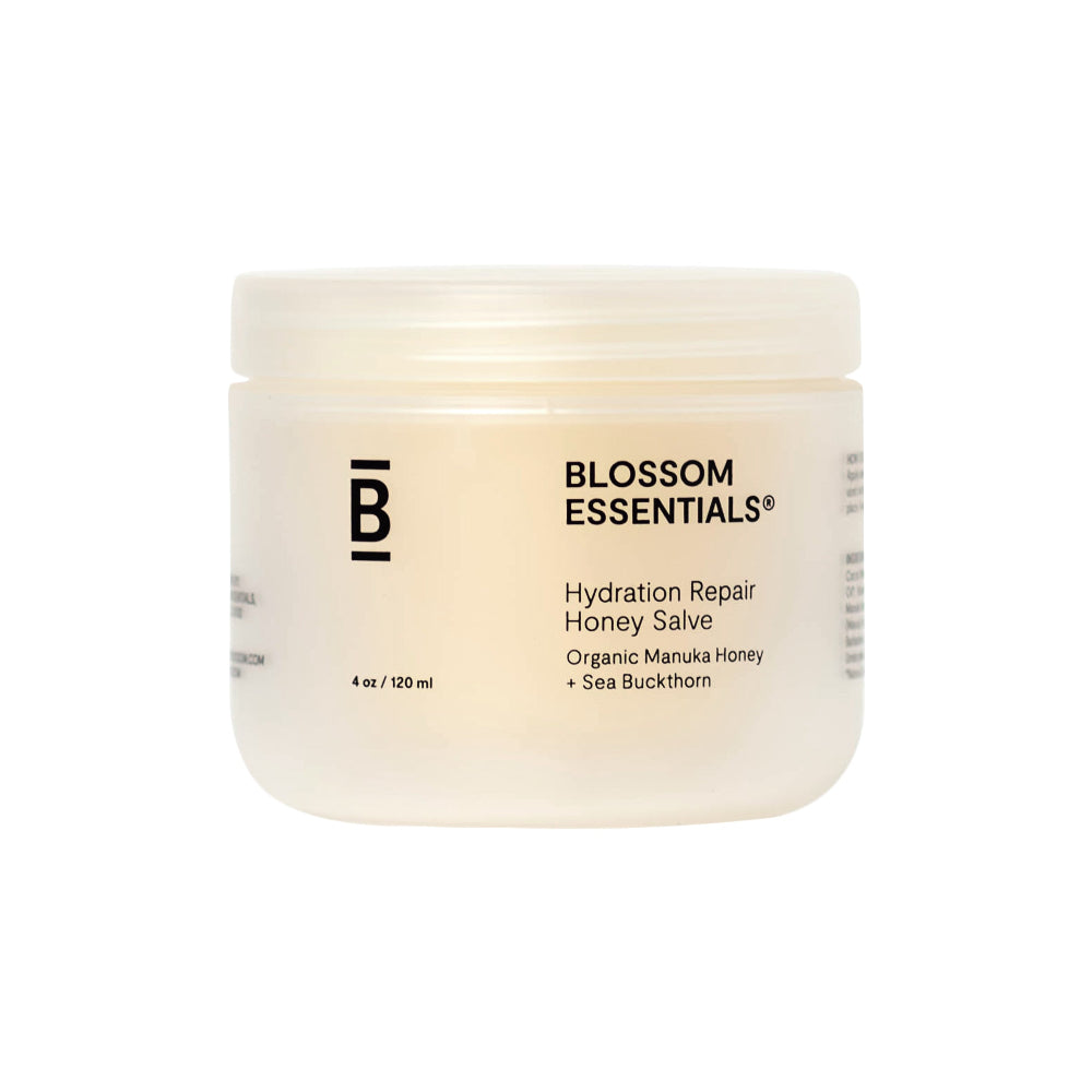 Jar of Blossom Essentials Hydration Repair Honey Salve on a white background