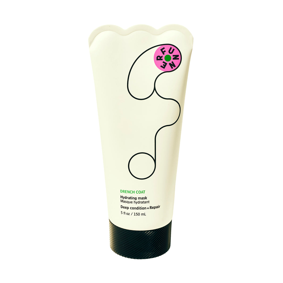 Tube of hair mask with brand logo on a white background