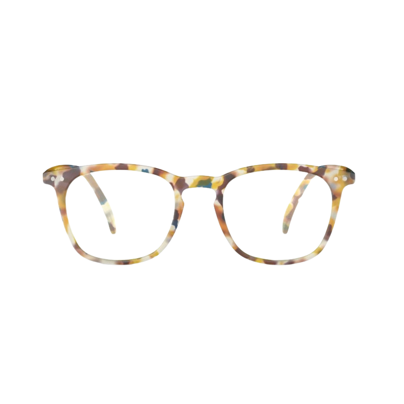 Tortoiseshell eyeglasses on a white background