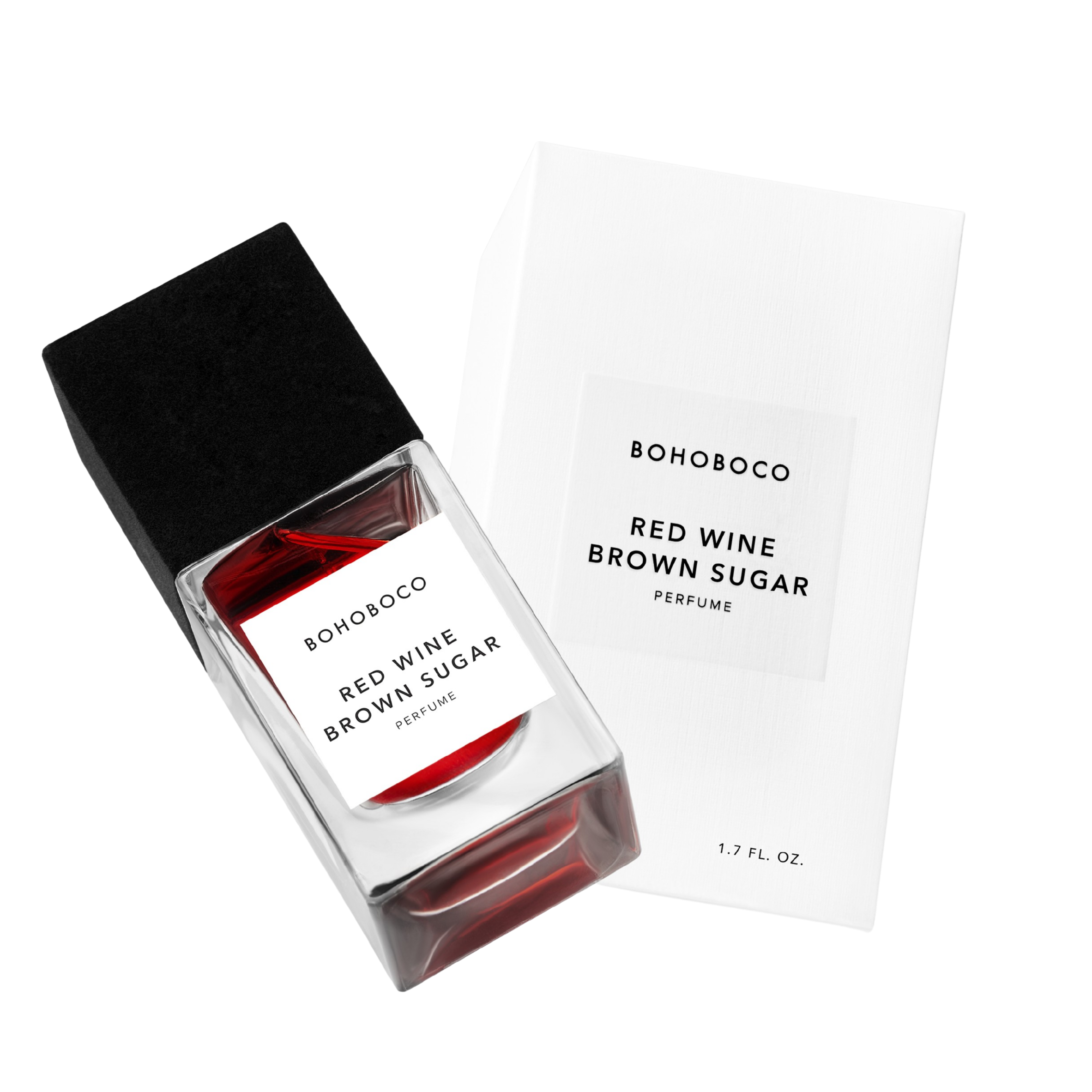 Bohoboco Red Wine Brown Sugar Bottle on white background with box