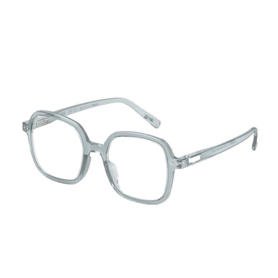 Frozen blue eyeglasses on a white background