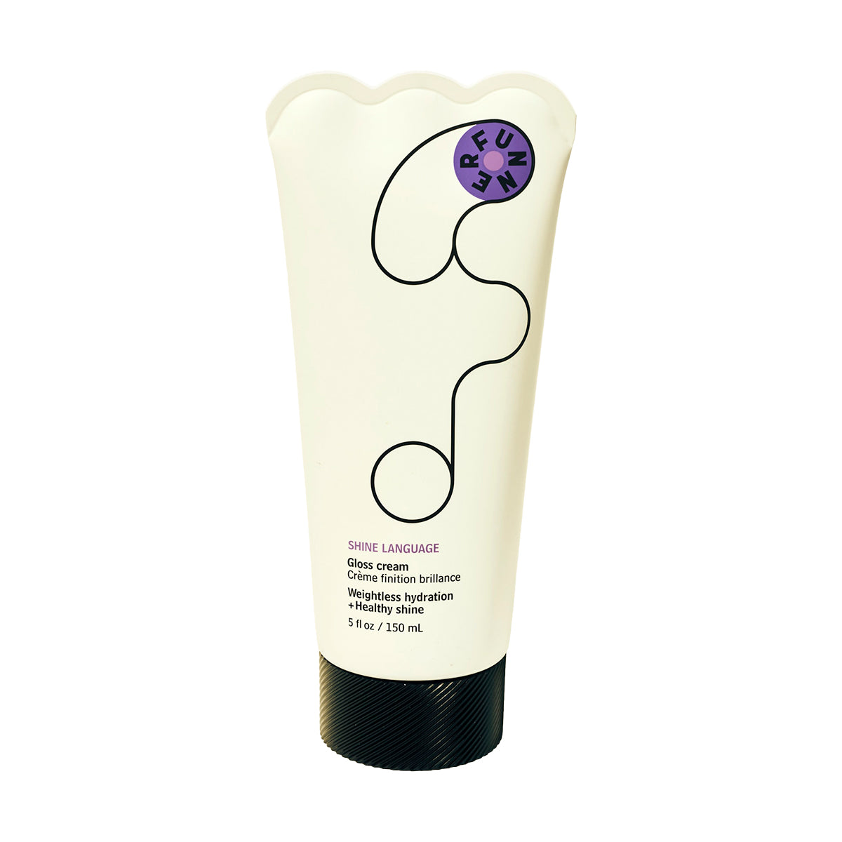 Tube of hair product with brand logo on a white background