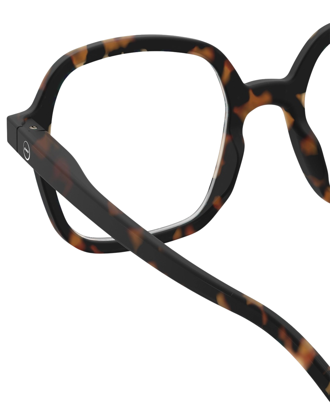 Tortoiseshell eyeglasses on a white background
