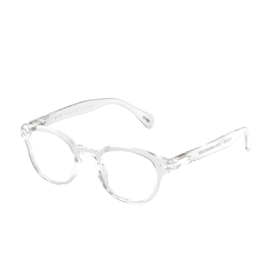 Clear eyeglasses on a white background
