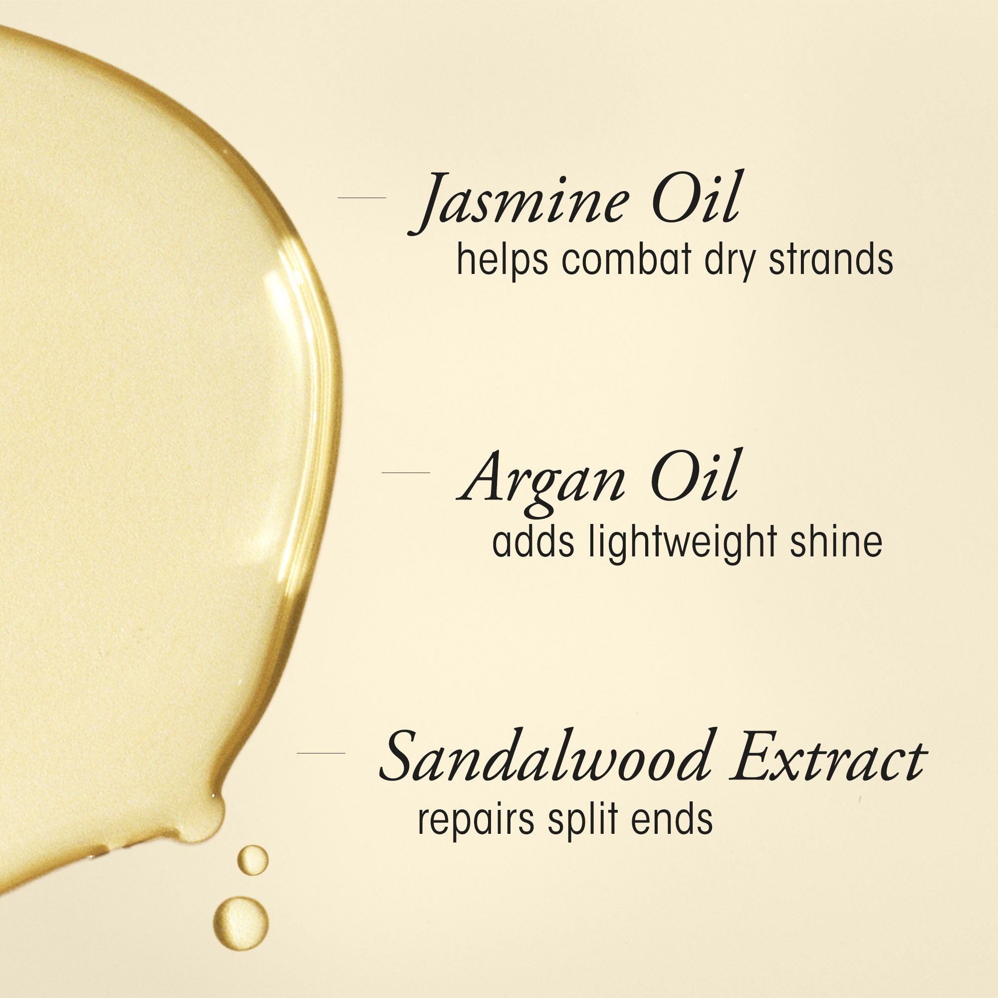 Graphic of hair oil with the product details 