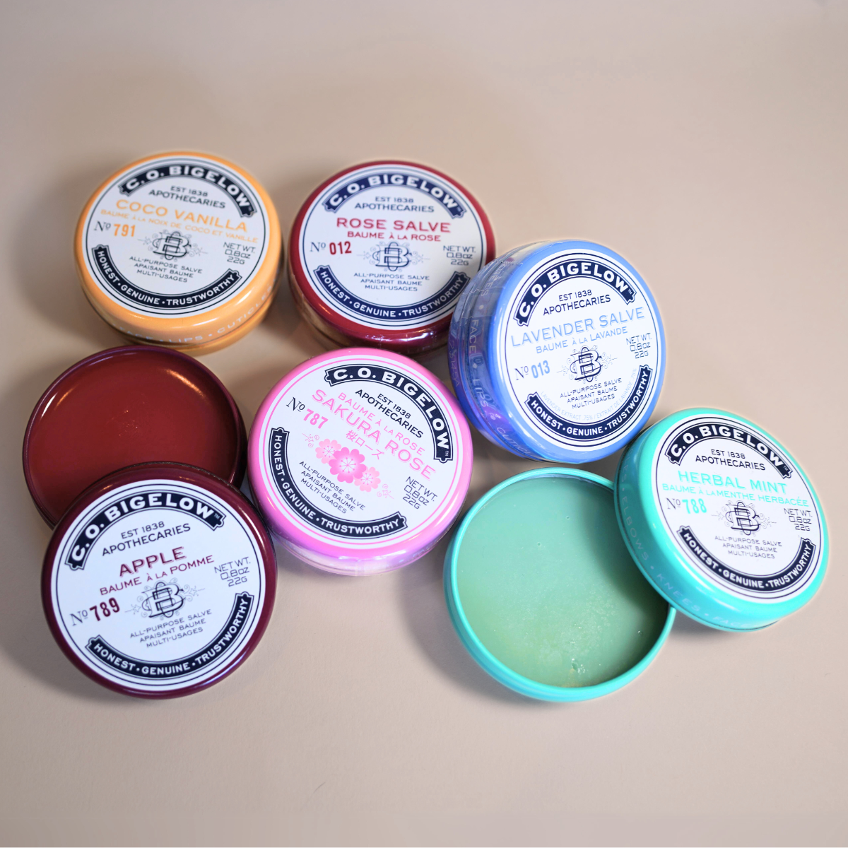 Assorted Salve Tin Trio (Coco Vanilla, Apple, Herbal Mint)