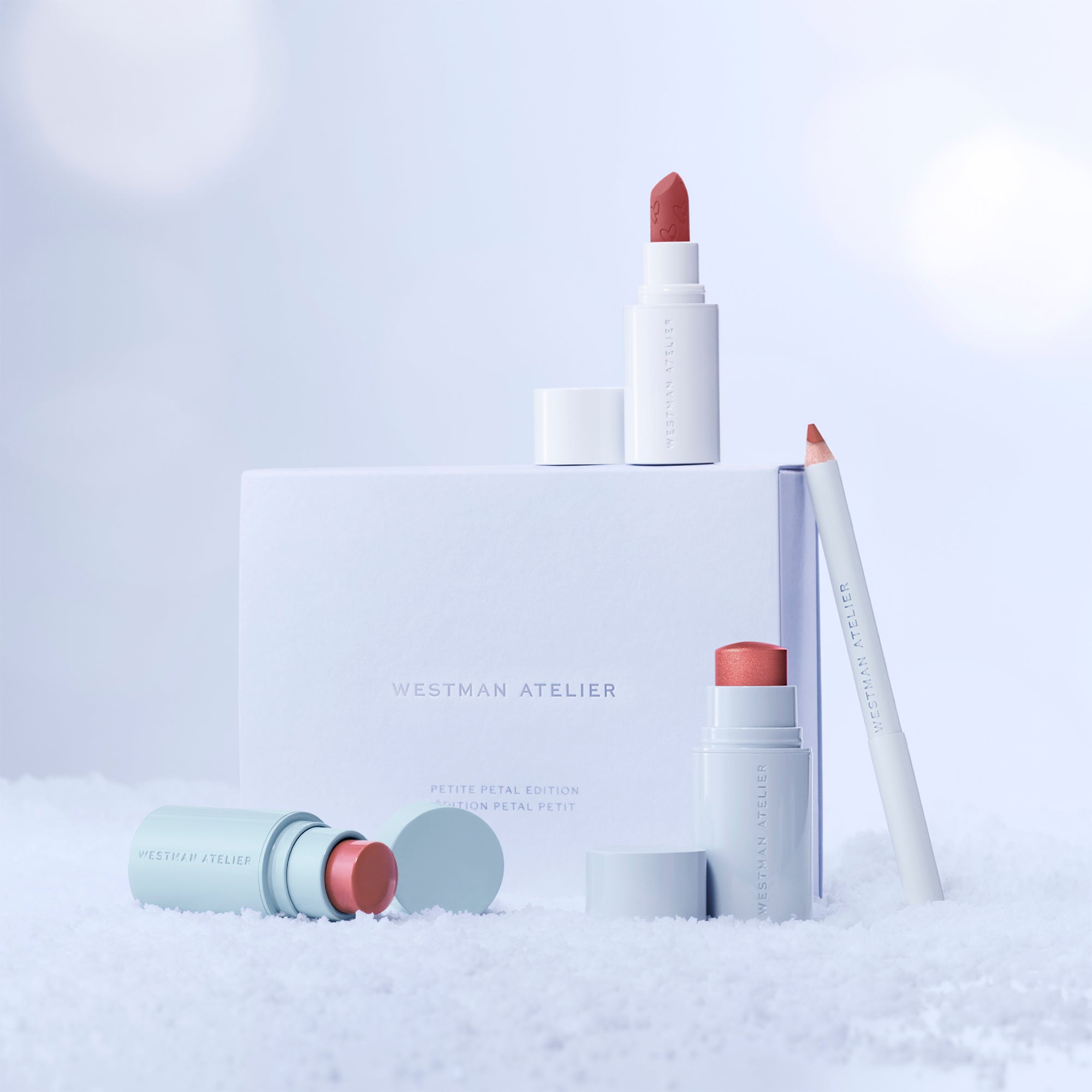 Westman Atelier makeup products on a light gray background