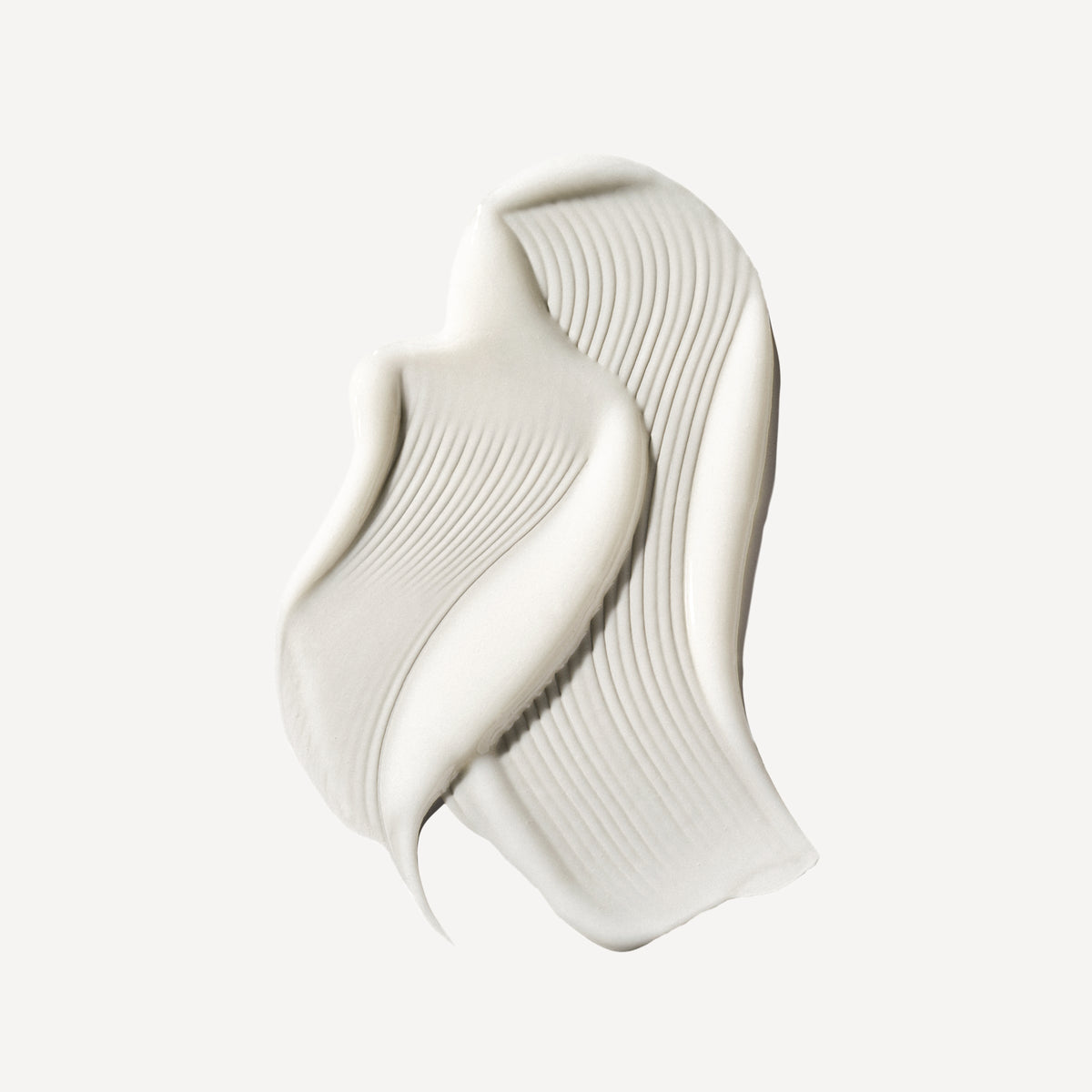 A thick, creamy off-white cosmetic product, likely a gel nail polish or cream makeup, shown in a smooth, textured swipe against a solid off-white background.