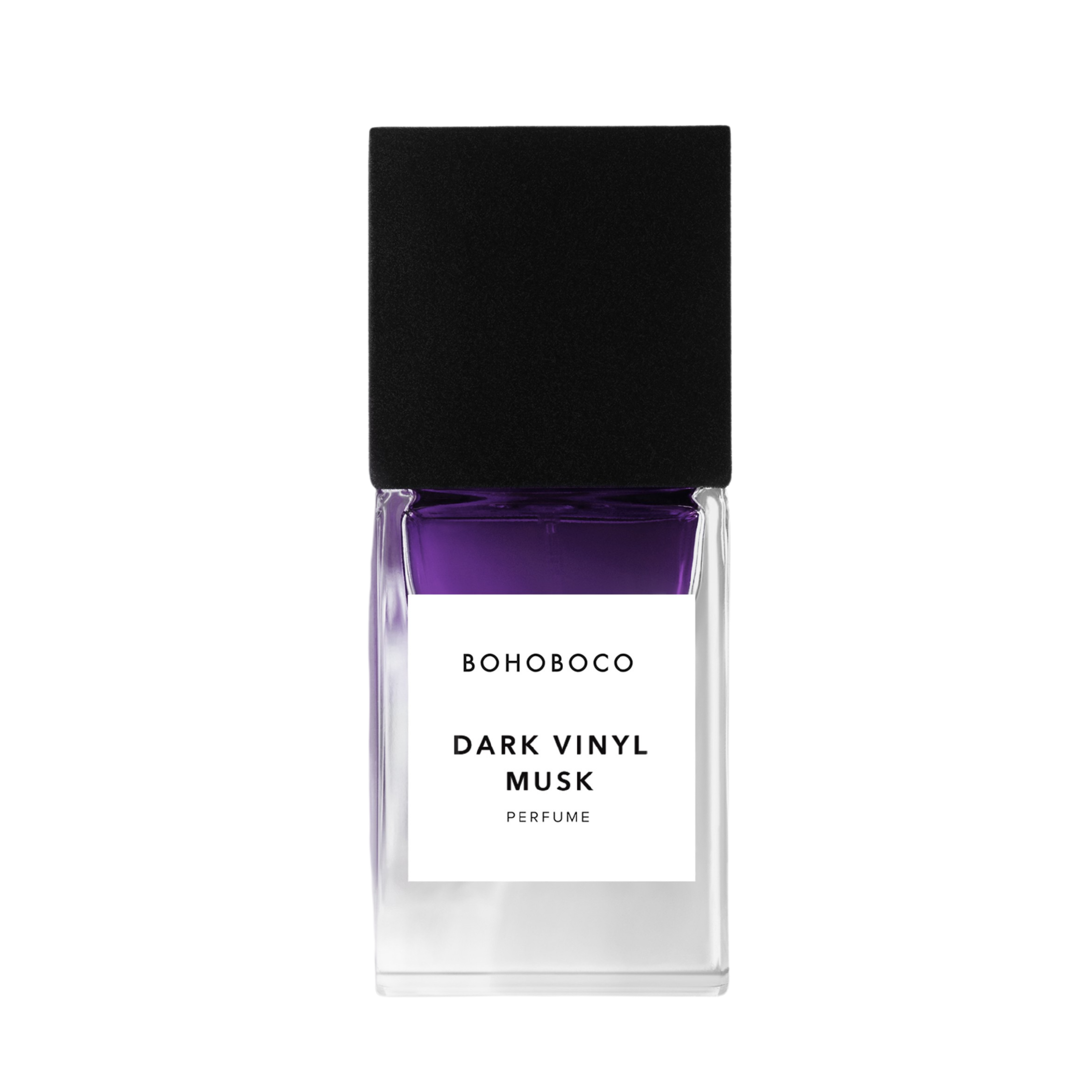 Bohoboco Dark Vinyl Musk bottle on white background