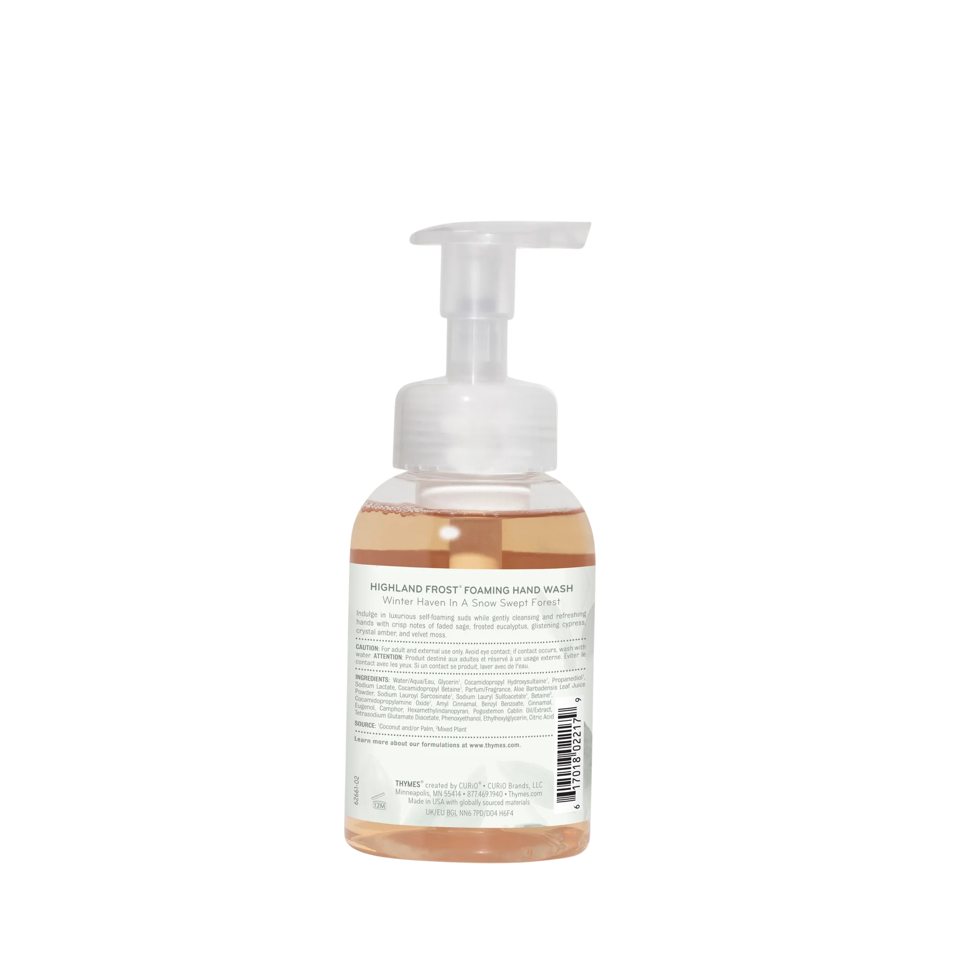 Foaming hand wash bottle with pump on a white background