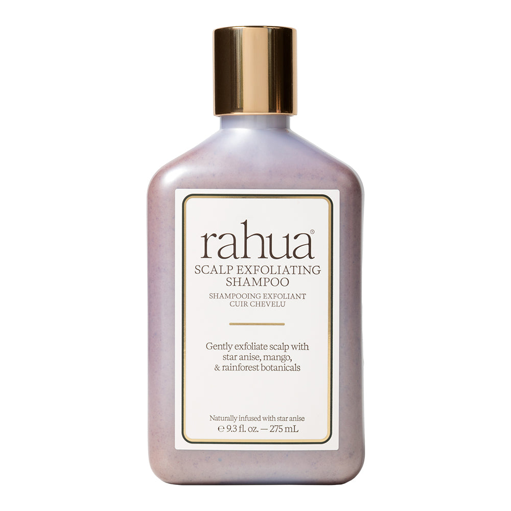 Rahua scalp exfoliating shampoo bottle on a white background