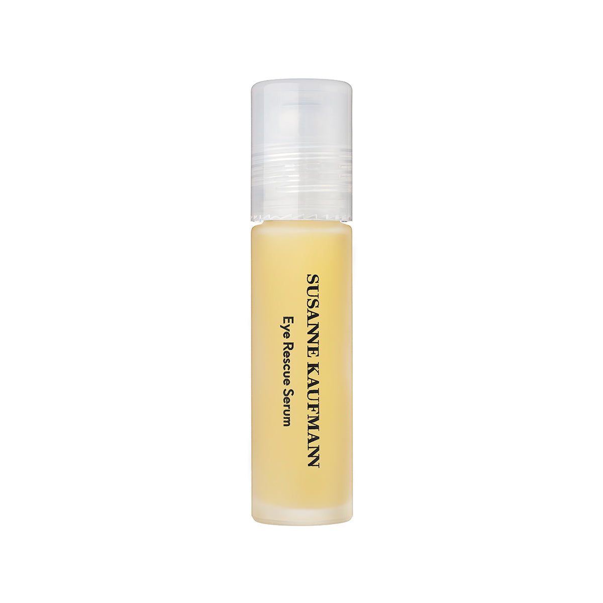 Skincare serum bottle with white cap on a white background