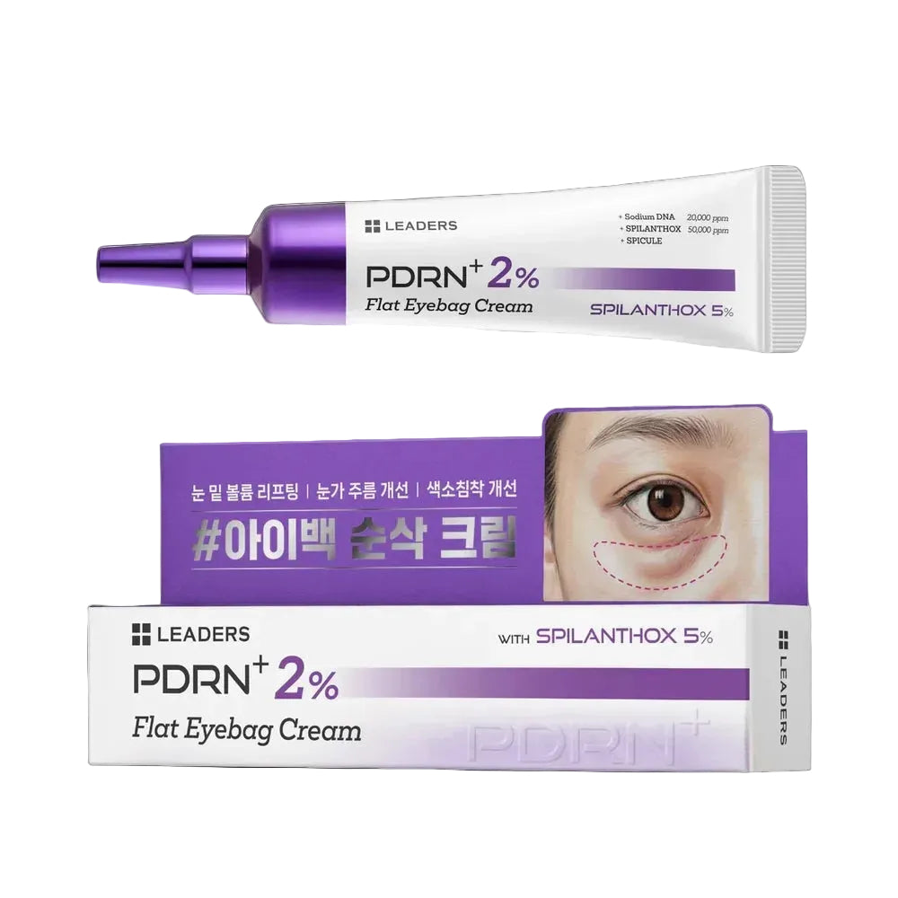 Leaders PDRN+ 2% Flat Eyebag Cream packaging on a white background