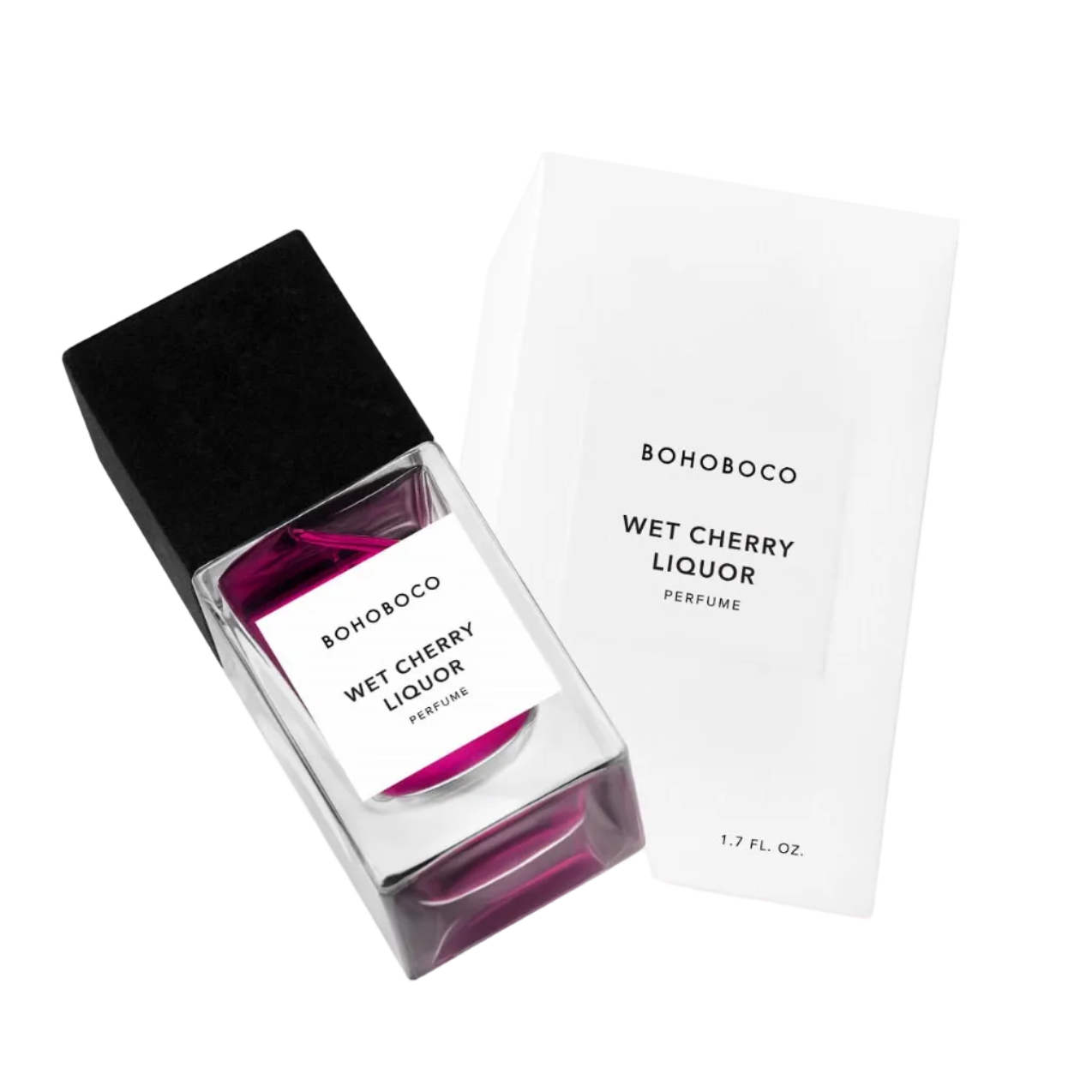 Bohoboco Wet Cherry Liquor Perfume bottle with white box.