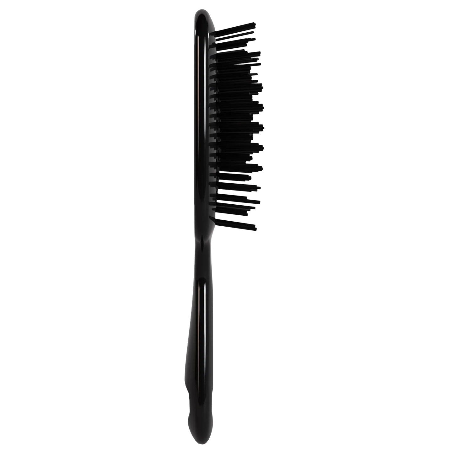 Black hairbrush on a white background