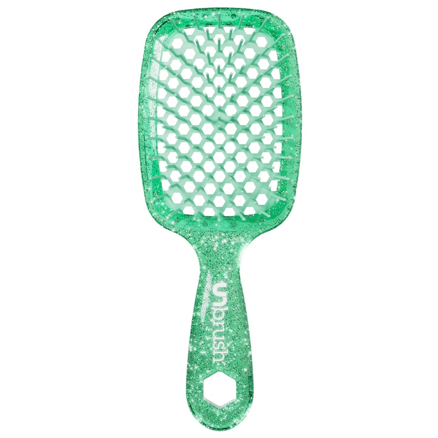 Turquoise Glitter UNbrush on a white background