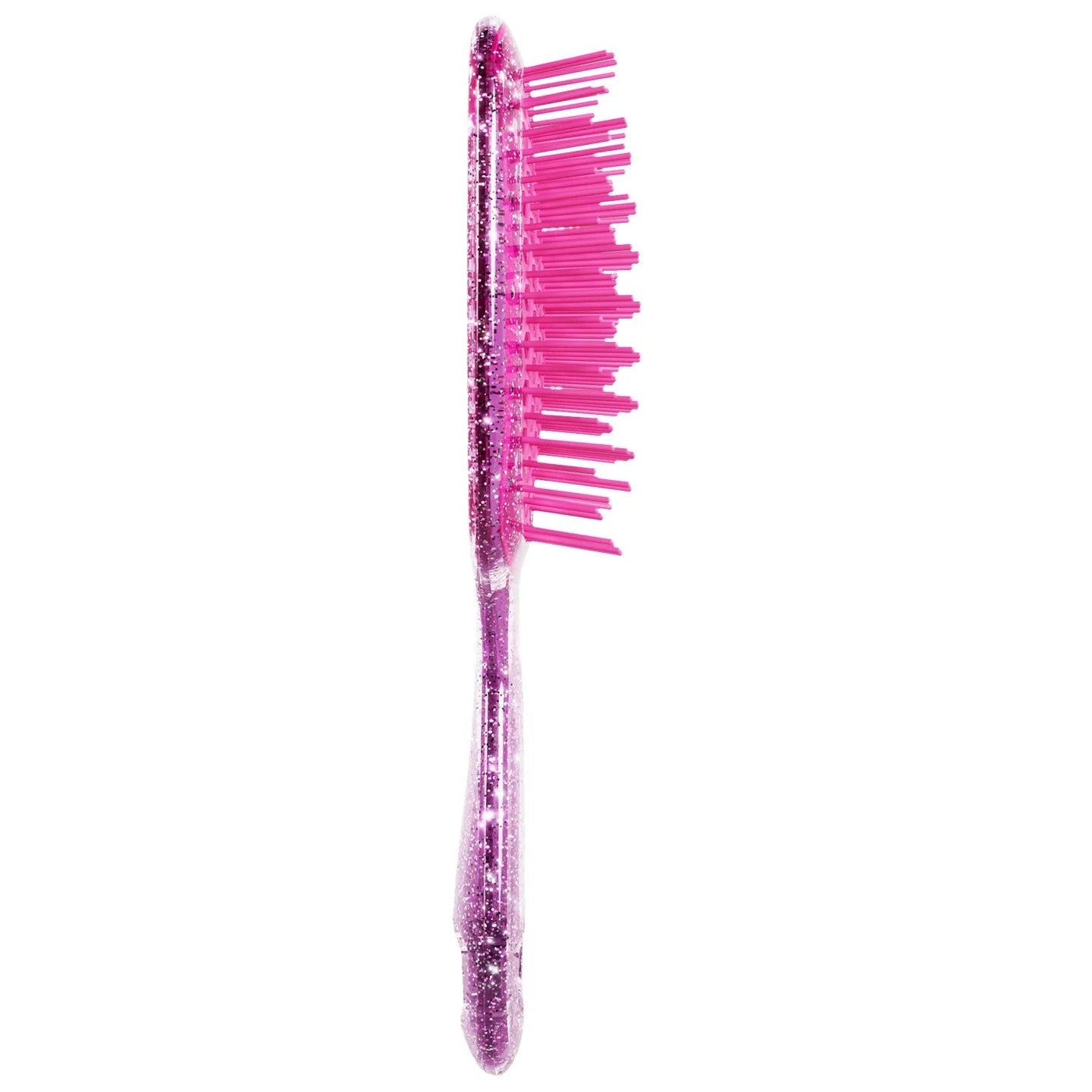 Pink hairbrush on a white background