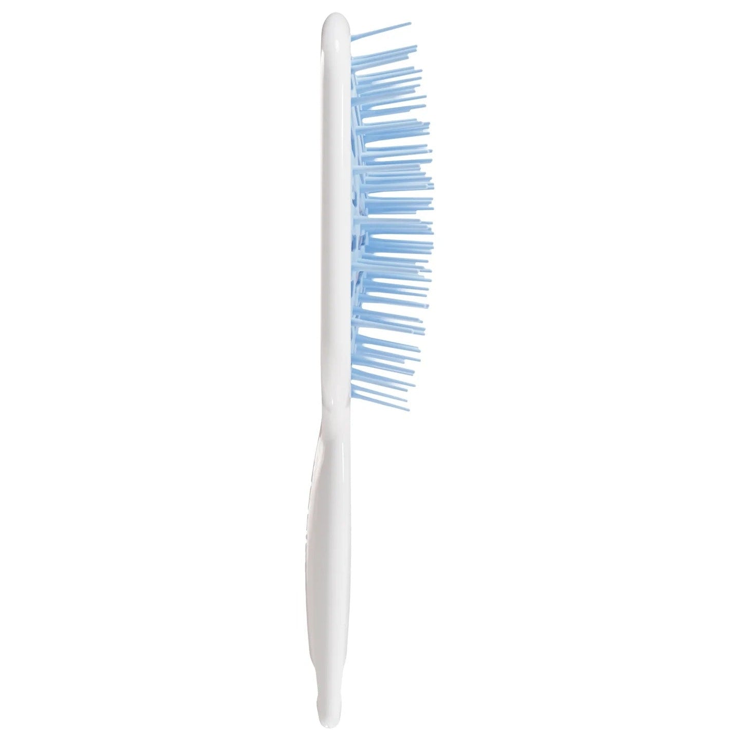 White brush with blue bristles on a white background