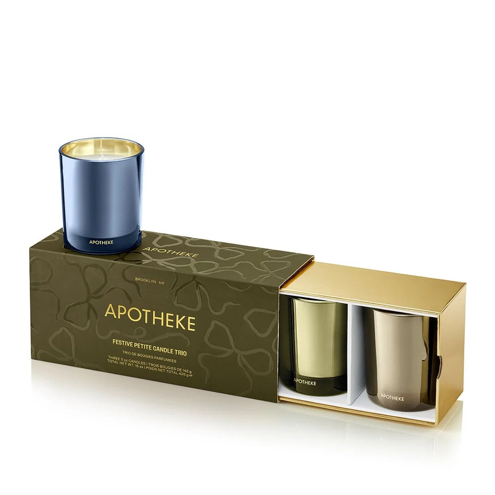 Apotheke candle set with three candles in a decorative box on a white background