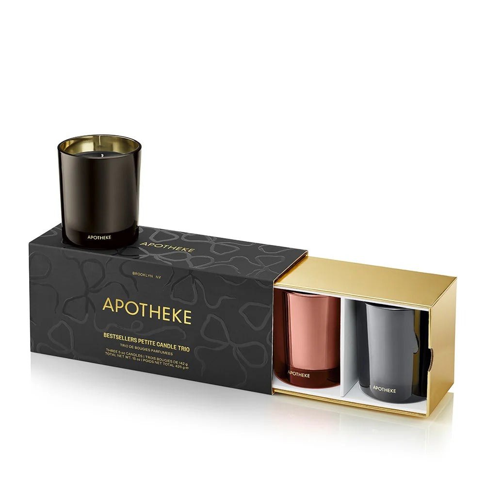Apotheke candle set with three candles in a decorative box on a white background