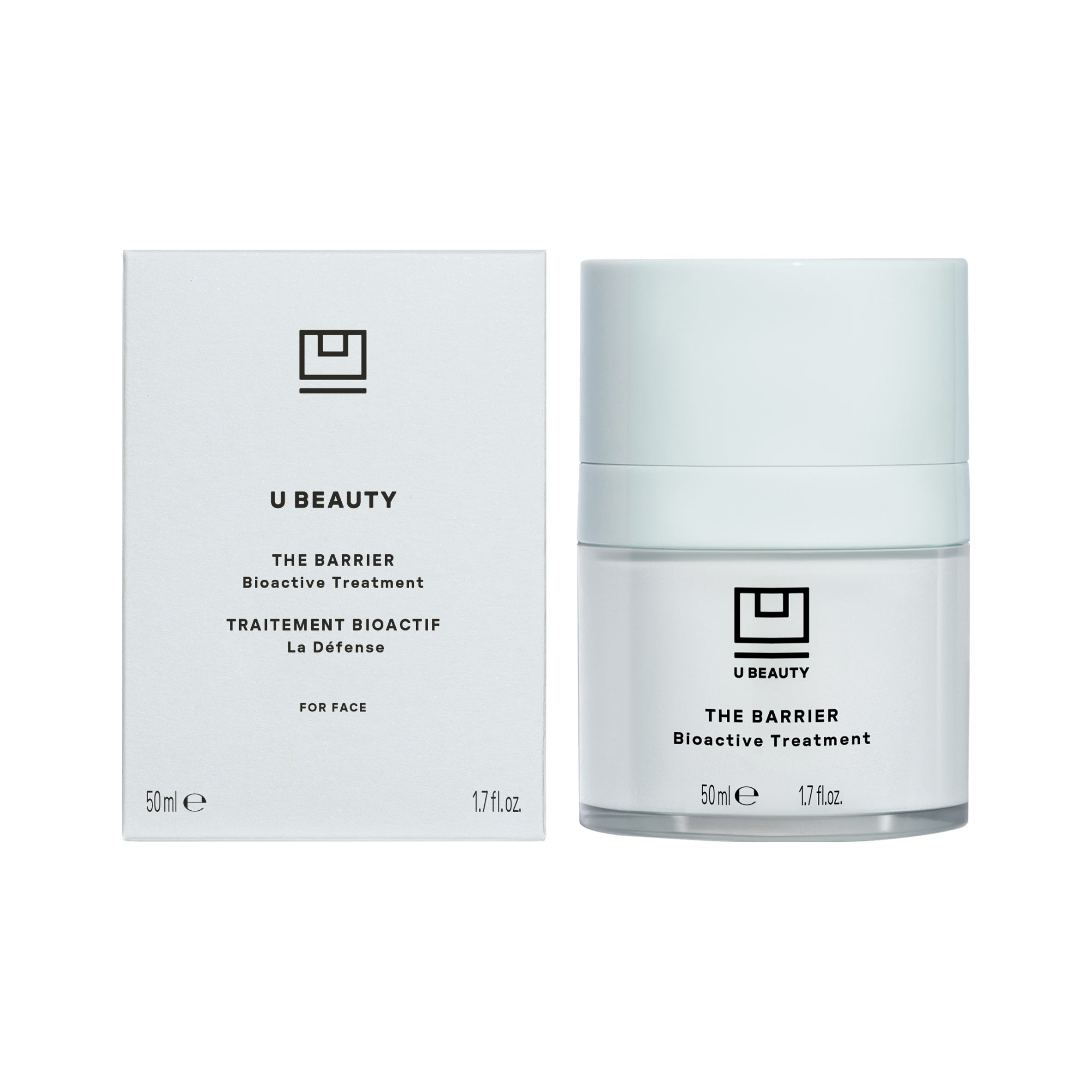U Beauty's The BARRIER Bioactive Treatment and outer box packaging.