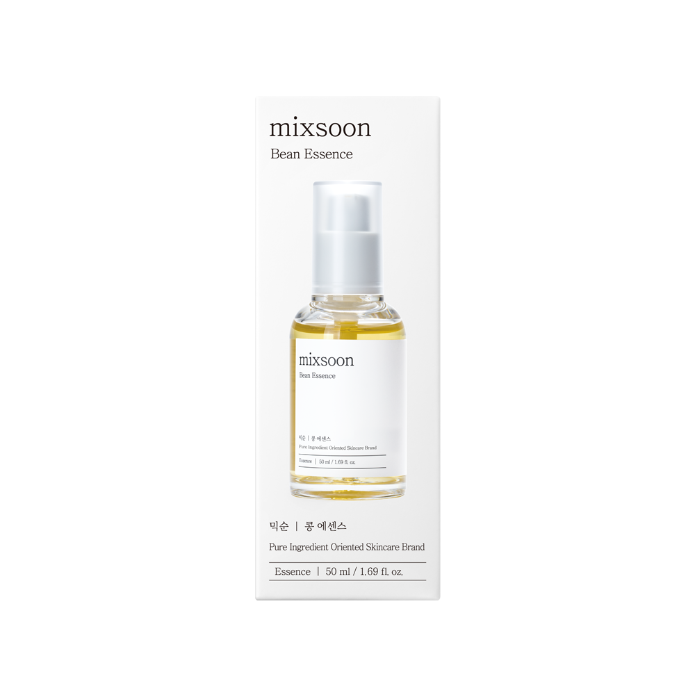 A 50 ml bottle of Mixsoon Bean Essence with its white packaging box, displayed on a clean white background.