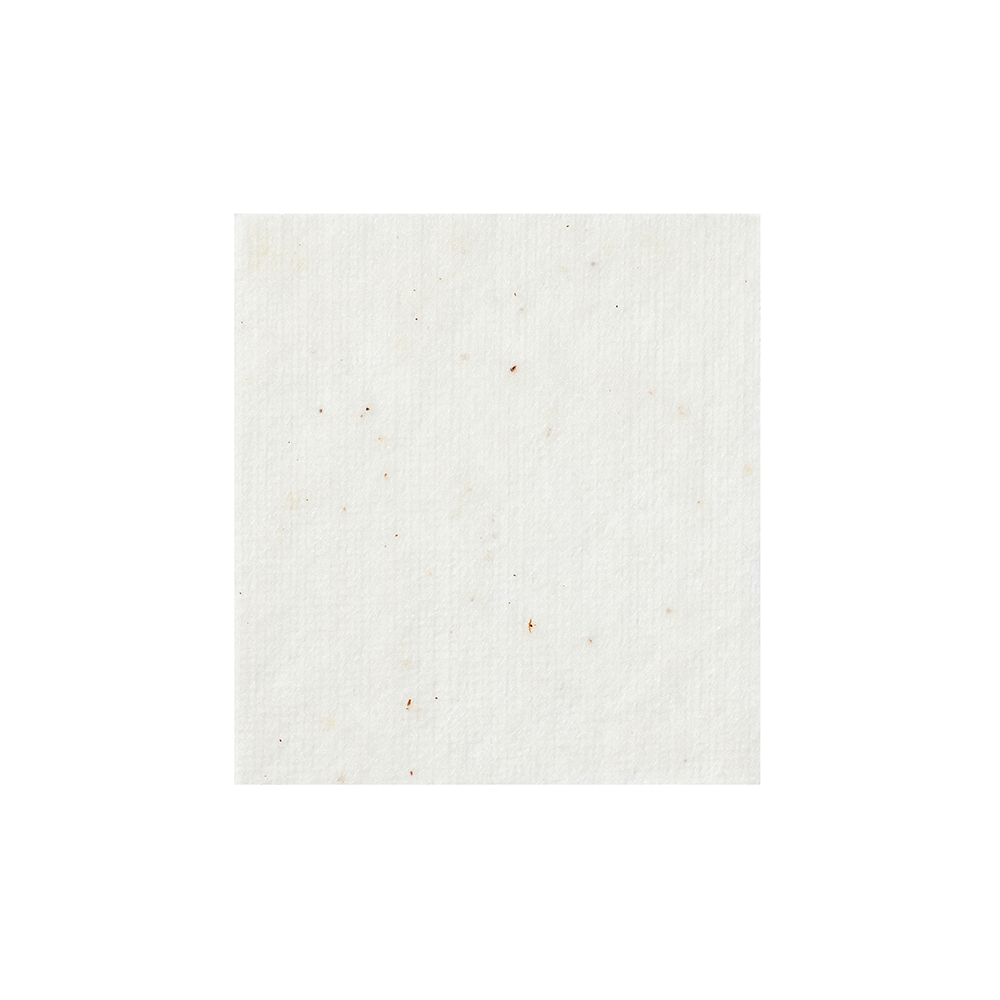 Individual mixsoon Bean Toner Pad, textured off-white paper with subtle warm beige undertones and scattered tiny brown specks, centered on a plain white background.