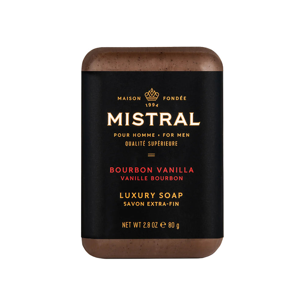 Bourbon Vanilla Travel Bar Soap on a white background.