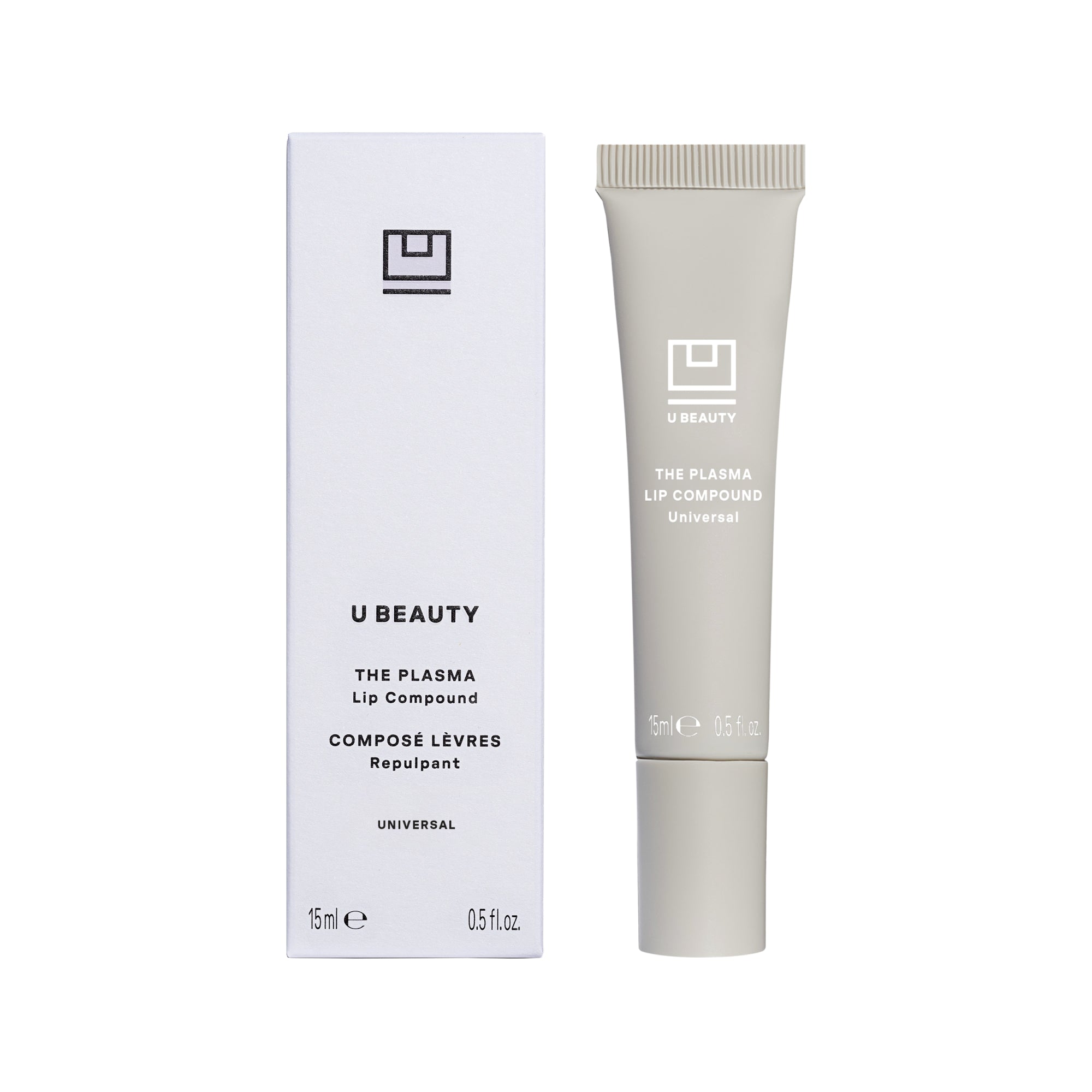 U Beauty's The PLASMA Lip Compound in shade Universal with outer box packaging.