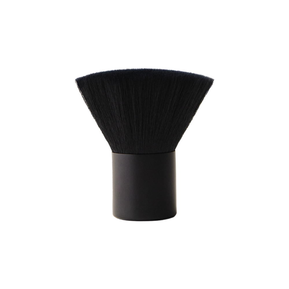 Black makeup brush on a white background