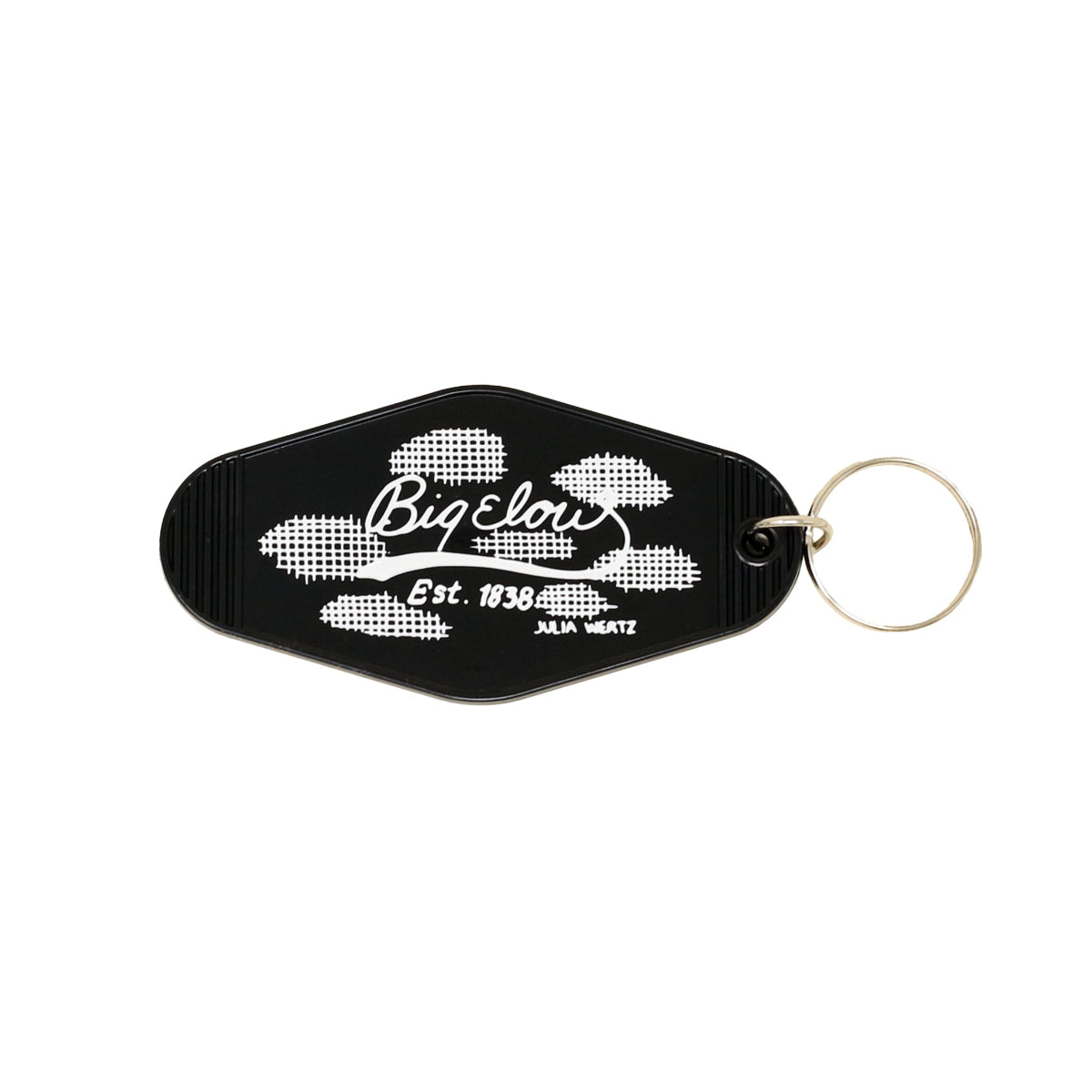Vintage Hotel Key Tag with 'Bigelow' branding on a white background.